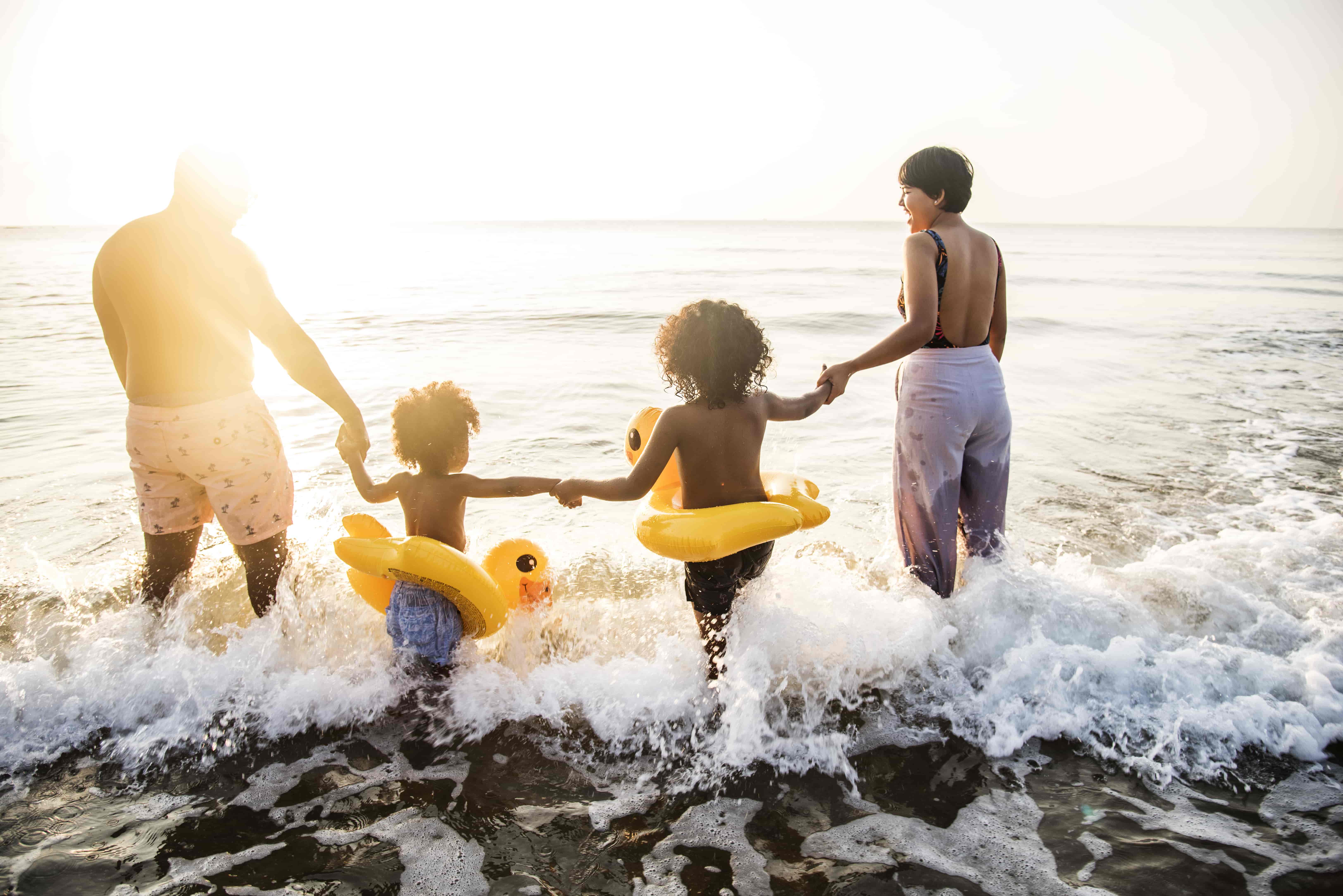 Family having a great time at the beach
